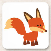 Cute Astute Cartoon Fox Onderzetters Set (Voorkant)