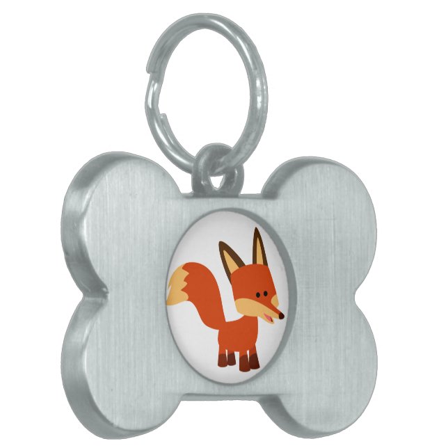Cute Astute Cartoon Fox Pet Tag Huisdieren Naamplaatje (Voorkant Links)
