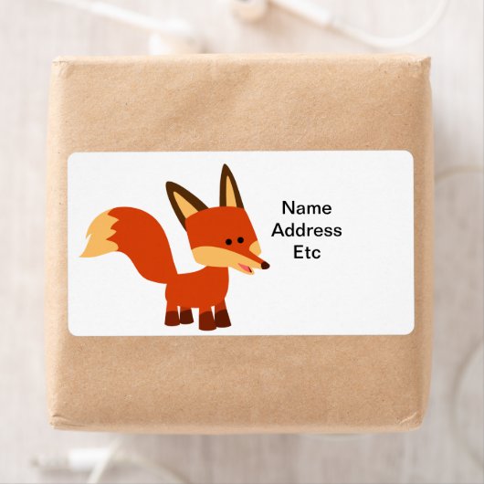 Cute Astute Cartoon Fox Shipping Label (Insitu)