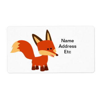 Cute Astute Cartoon Fox Shipping Label