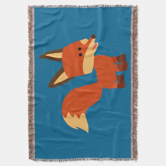 Cute Astute Cartoon Fox Throw Blanket Deken (Voorkant Verticaal)