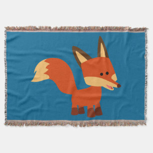 Cute Astute Cartoon Fox Throw Blanket Deken