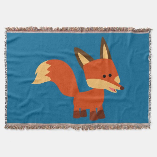 Cute Astute Cartoon Fox Throw Blanket Deken (Voorkant)