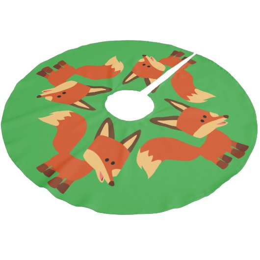 Cute Astute Cartoon Fox Tree Skirt Kerstboom Rok (Gekanteld)