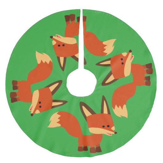 Cute Astute Cartoon Fox Tree Skirt Kerstboom Rok (Voorkant)