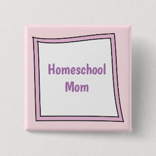 Cute Asymmetrical homeschool mama paars Vierkante Button 5,1 Cm