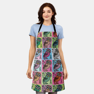 Cute Athenian Owl Pop Art Schort