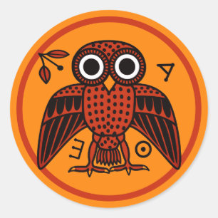 Cute Athenian Owl uit het oude Griekenland Ronde Sticker