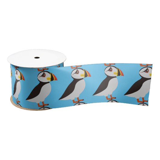 Cute Atlantic puffin design Thunder_Cove Satijnen Lint (Spoel)