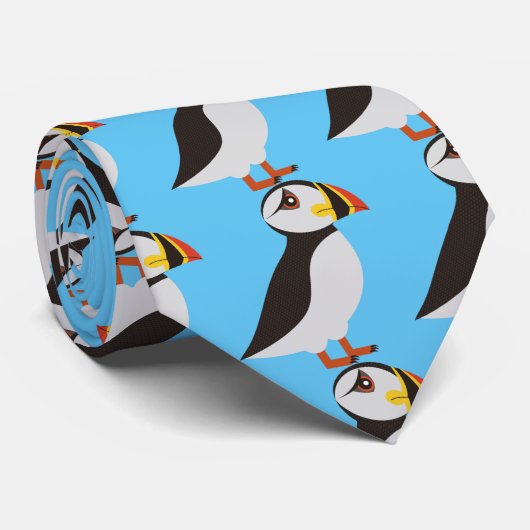 Cute Atlantic puffin design Thunder_Cove Stropdas (Opgerold)