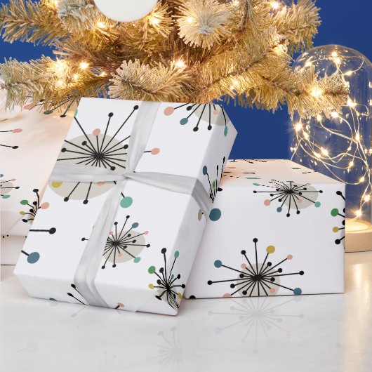 Cute Atomic Starburst Retro Mid Century Modern Cadeaupapier (Feestdagen)