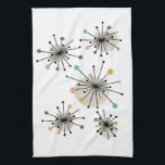 Cute Atomic Starburst Retro Mid Century Modern Theedoek<br><div class="desc">Voeg een pop kleur toe aan je keuken met deze schattige atoomstartkeukenhanddoek. Het ontwerp bevat een schattige uitbarsting van turquoise,  groen,  goud,  roze en zwart. Het is een geweldige manier om een beetje plezier toe te voegen aan je keukendecor!</div>