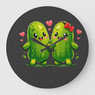Cute Augurk Koppel Grappige Kawaii Augurken T-Shir Grote Klok