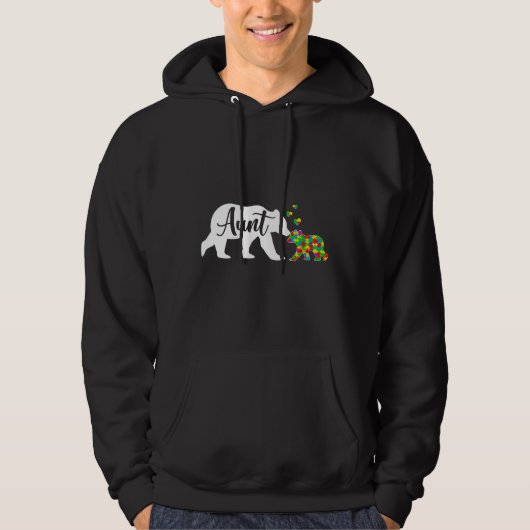 Cute Aunt Beer Autisme Awareness Family Support Au Hoodie (Voorkant)