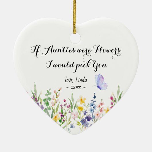 Cute auntie personalized keepsake floral keramisch ornament (Achterkant)