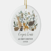 Cute Aussie Animals Greenery Baby 1st Kerstmis Keramisch Ornament (Rechts)