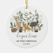 Cute Aussie Animals Greenery Baby 1st Kerstmis Keramisch Ornament (Voorkant)
