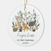 Cute Aussie Animals Greenery Baby 1st Kerstmis Keramisch Ornament (Links)