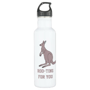 Cute Aussie Funny Kangaroo Pun Roo-ting voor jou Waterfles