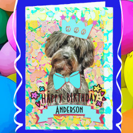 Cute Aussie Poodle Dog Happy Birthday Kaart
