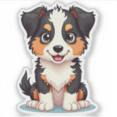 Cute Aussie Shepherd Puppy – Zittende Houding Sticker (Voorkant)