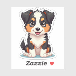 Cute Aussie Shepherd Puppy – Zittende Houding Sticker