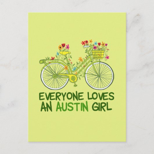 Cute Austin Cycling Girl Briefkaart (Voorkant)