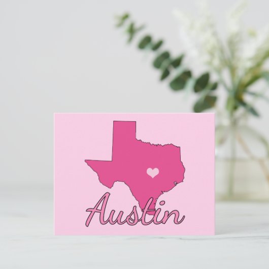 Cute Austin Texas Girl Pink Briefkaart (Staand voorkant)