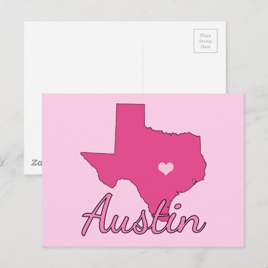 Cute Austin Texas Girl Pink Briefkaart (Voorkant / Achterkant)