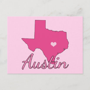 Cute Austin Texas Girl Pink Briefkaart