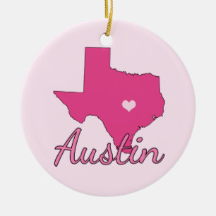 Cute Austin Texas Girl Pink Keramisch Ornament