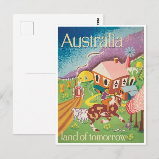 Cute  Australia Boerderij Travel Briefkaart (Voorkant / Achterkant)