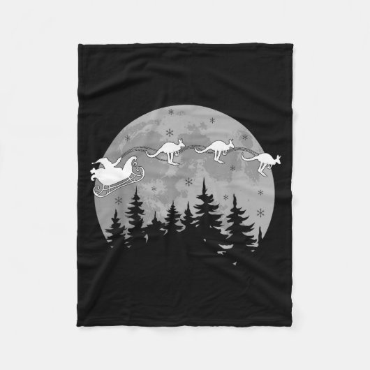 Cute Australia Kangaroo Santa Sleigh Aussie Christ Fleece Deken (Voorkant)