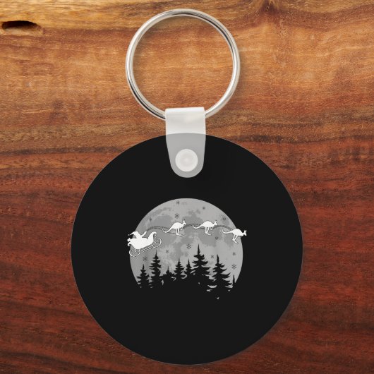 Cute Australia Kangaroo Santa Sleigh Aussie Christ Sleutelhanger (Voorkant)