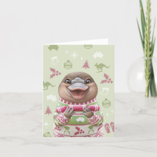 Cute Australian Animal Kerstkaart - Platypus Feestdagen Kaart