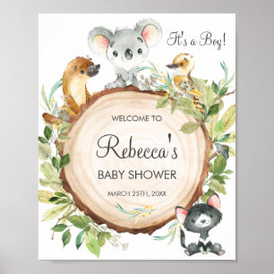 Cute Australian Animals Baby shower Welkomstteken Poster
