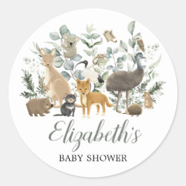 Cute Australian Animals Eucalyptus Baby shower Ronde Sticker