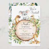 Cute Australian Animals Koala 1e verjaardag Party Kaart (Voorkant / Achterkant)