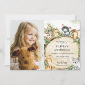 Cute Australian Animals Rustic Wood Birthday Foto Kaart (Voorkant)