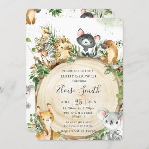 Cute Australian Animals Wood Greenery Baby shower  Kaart