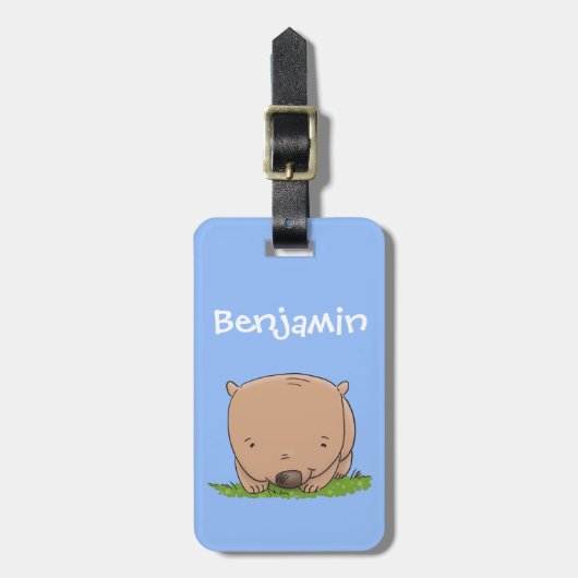 Cute Australian baby wombat cartoon Bagagelabel (Voorkant verticaal)