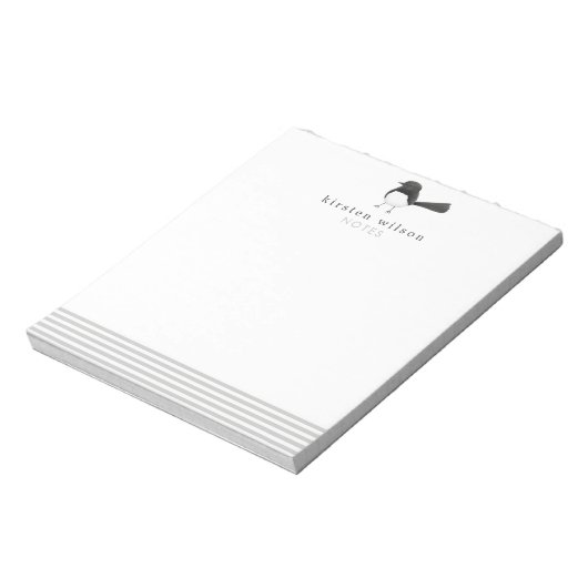 Cute Australian Bird: Willie Wagtail Personalized Notitieblok (Linkerzijde)