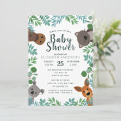 Cute Australian Critters Baby shower Invitation Kaart (Staand voorkant)