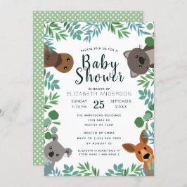 Cute Australian Critters Baby shower Invitation Kaart