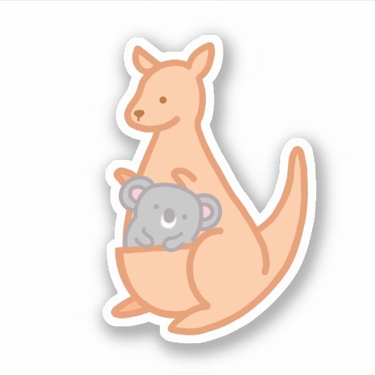 Cute Australian Kangaroo Koala Sticker (Voorkant)