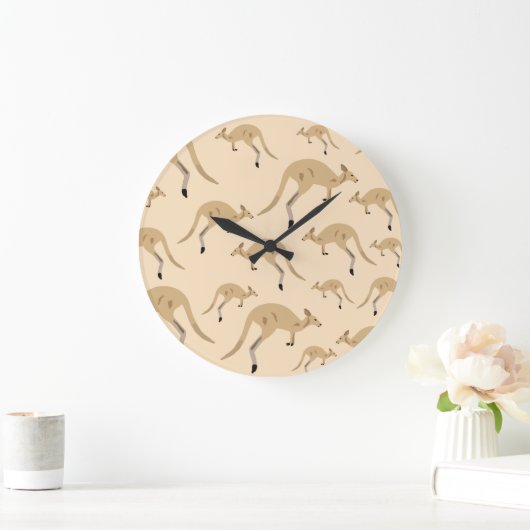 Cute Australian Kangaroo Pattern Grote Klok (Huis)