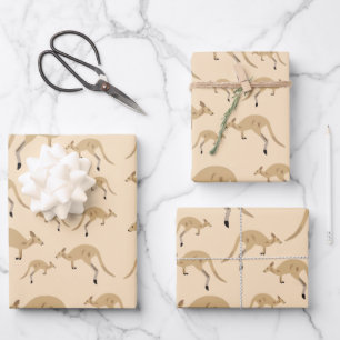 Cute Australian Kangaroo Pattern Inpakpapier Vel