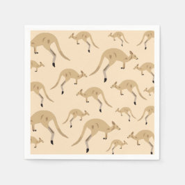 Cute Australian Kangaroo Pattern Servet