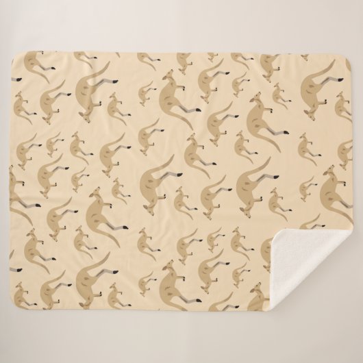 Cute Australian Kangaroo Pattern Sherpa Deken (Voorkant (horizontaal))