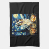 Cute Australian Shepherd Dog Halloween Jack O Lant Theedoek (Verticaal)